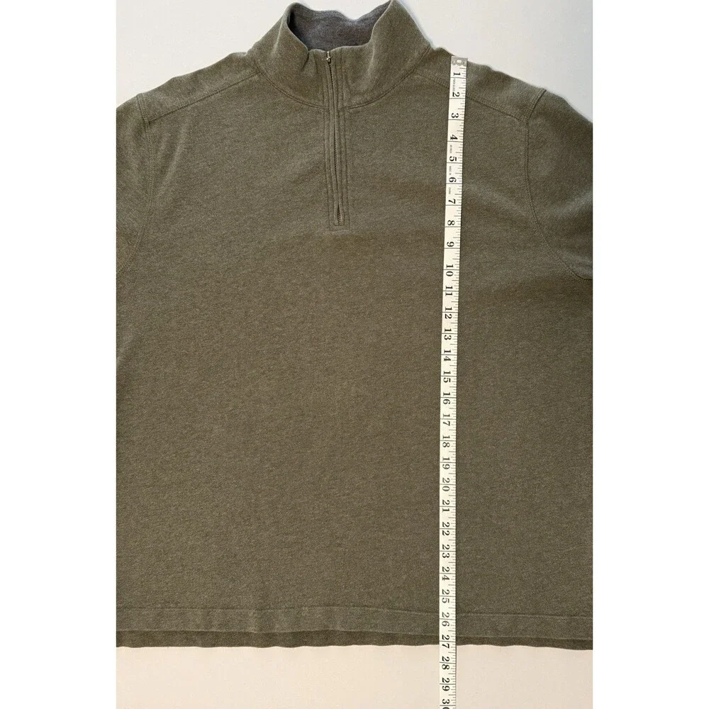 J. Crew Sueded Jersey Quarter Zip Pullover Large 100% Cotton Green Preppy
